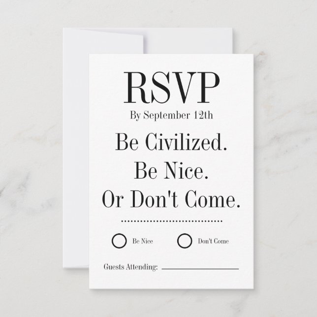 Funny Wedding RSVP Card OSA Kort (Framsida)