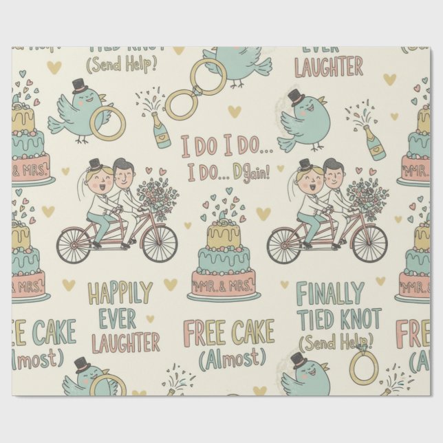 Funny wedding wrapping paper  presentpapper (Platt)