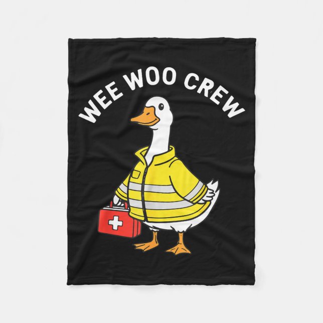 Funny Wee Woo Crew Goose Emt Paramedic Firefighter Fleecefilt (Framsidan)
