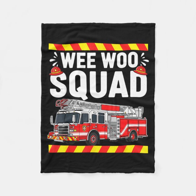 Funny Wee Woo Squad Fire Department Firefighter Fi Fleecefilt (Framsidan)
