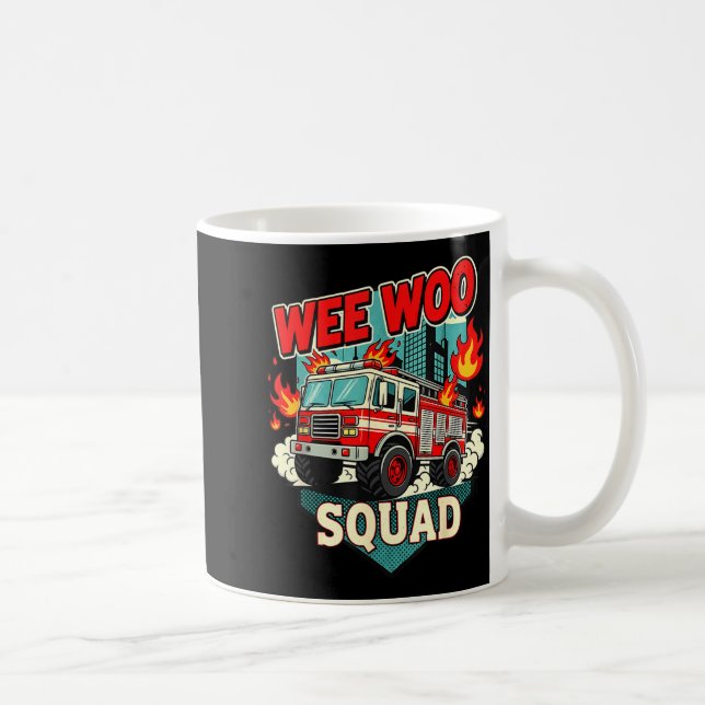 Funny Wee Woo Squad Fire Department Firefighter Fi Kaffemugg (Höger)