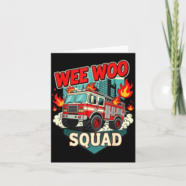 Funny Wee Woo Squad Fire Department Firefighter Fi Kort (Framsida)