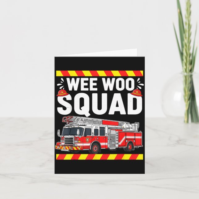 Funny Wee Woo Squad Fire Department Firefighter Fi Kort (Framsida)