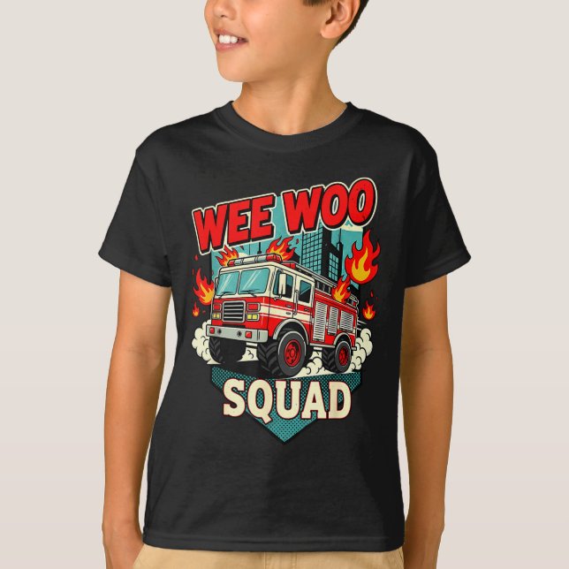 Funny Wee Woo Squad Fire Department Firefighter Fi T Shirt (Framsida)