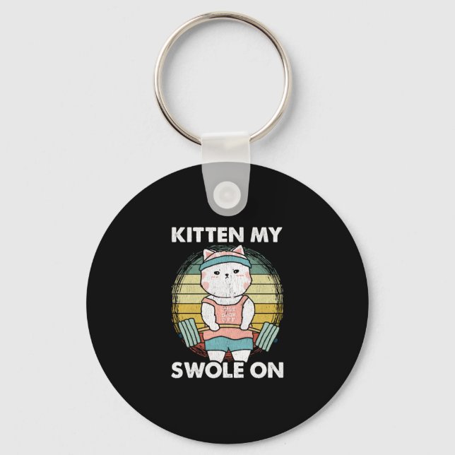 Funny Weightlift Cat Gym Motivation Animal Nyckelring (Framsida)