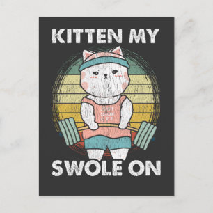 Funny Weightlift Cat Gym Motivation Animal Vykort