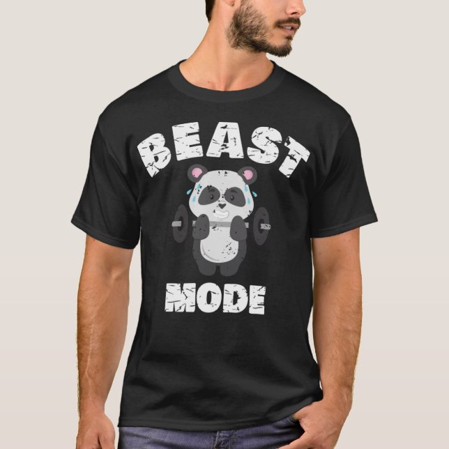Funny Weightlift Gym Panda Beast Workout T Shirt (Framsida)