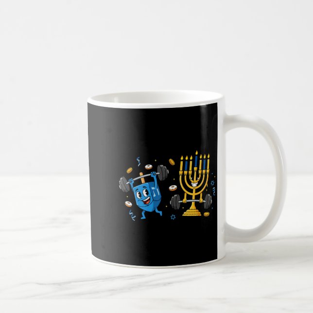Funny Weightlifting Gym Dreidel Menorah Hanukkah W Kaffemugg (Höger)