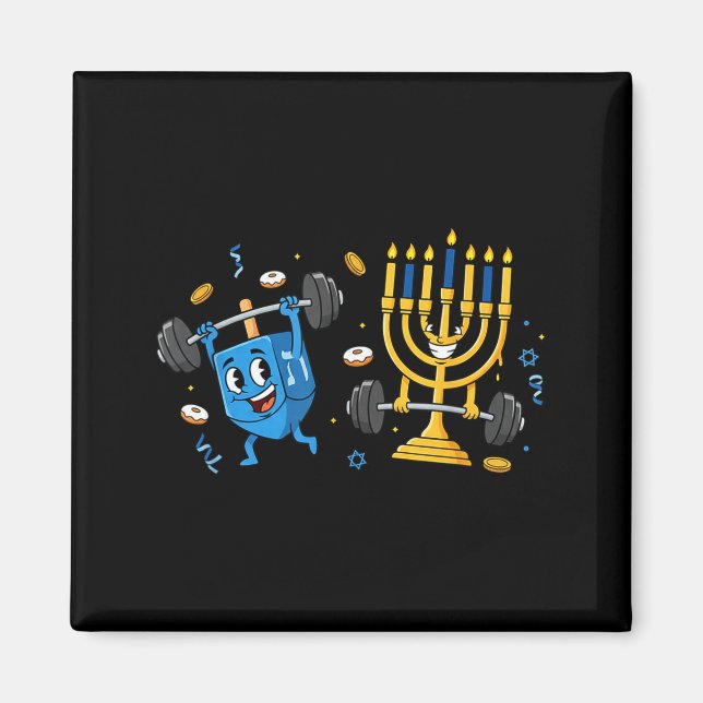 Funny Weightlifting Gym Dreidel Menorah Hanukkah W Magnet (Framsidan)