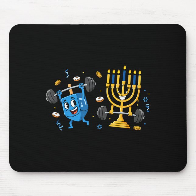 Funny Weightlifting Gym Dreidel Menorah Hanukkah W Musmatta (Framsidan)