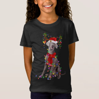 Funny Weimaraner Hund Träd jul, Ljus Julafton Pa T Shirt