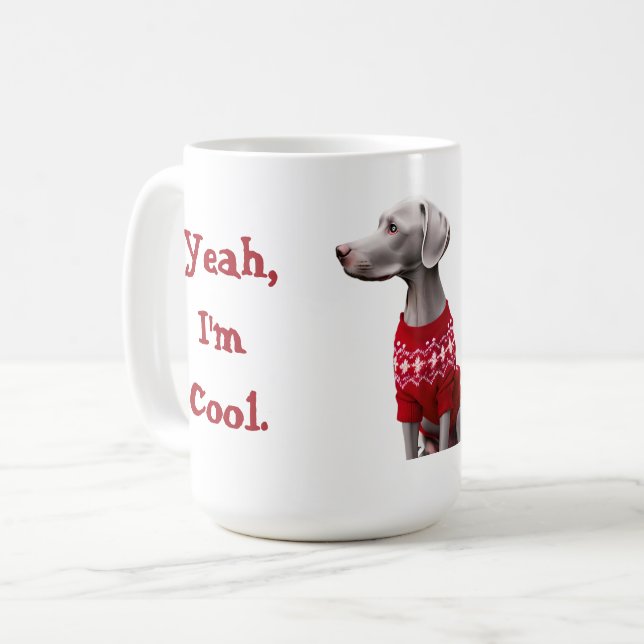 Funny Weimaraner i julsötare Kaffemugg (Framsida vänster)