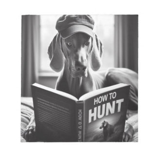 Funny Weimaraner Reading a Bok on How to Hunt Anteckningsblock