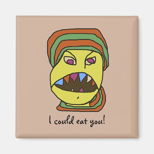 Funny WEIRDOS hungrig tecknad Magnet (Framsidan)