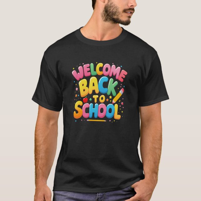 Funny Welcome Back Teacher for School T Shirt (Framsida)