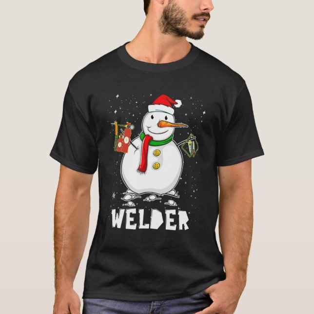 Funny Welder Snögubbe Helgdag Pajamas juldec T Shirt (Framsida)