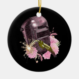 Funny Welding Welders Rosa Helmet Welder Spark Julgransprydnad Keramik