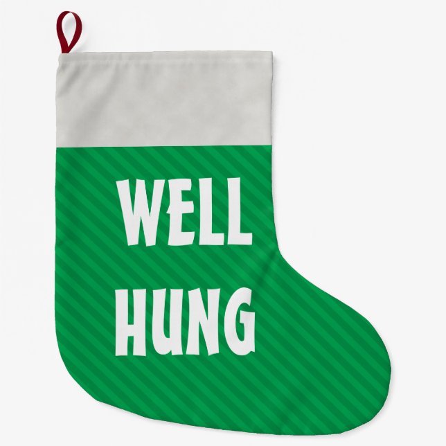 Funny well Hung Grönt Rand Stor Julstrumpa (Framsidan)