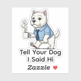 Funny West Highland Whit Dog Business Suit Coffee  Klistermärken