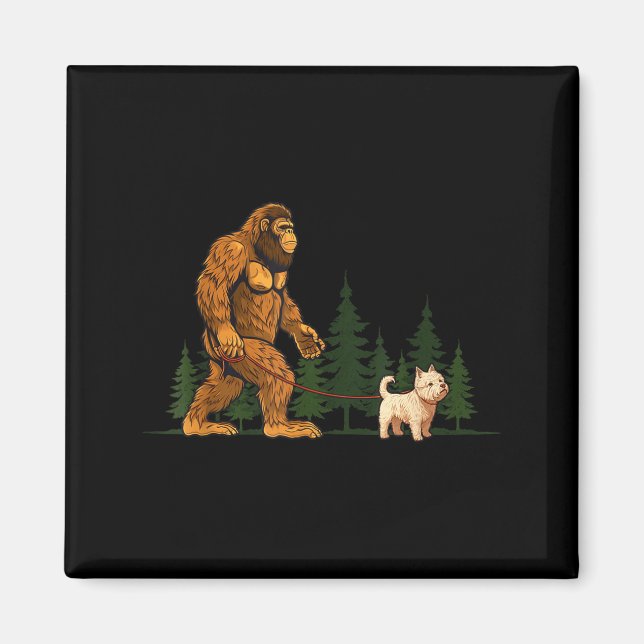 Funny West Highland White Terrier Westie Bigfoot D Magnet (Framsidan)