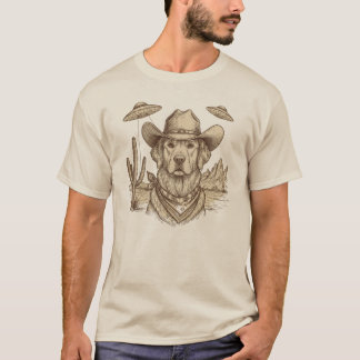 Funny Western Alien UFO Dog T Shirt