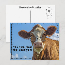 Funny Western Cow Marriage Joke Ranch & Farm Style Helg Vykort