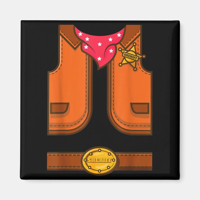 Funny Western Sheriff Halloween Cowboy Vest Simple Magnet (Framsidan)