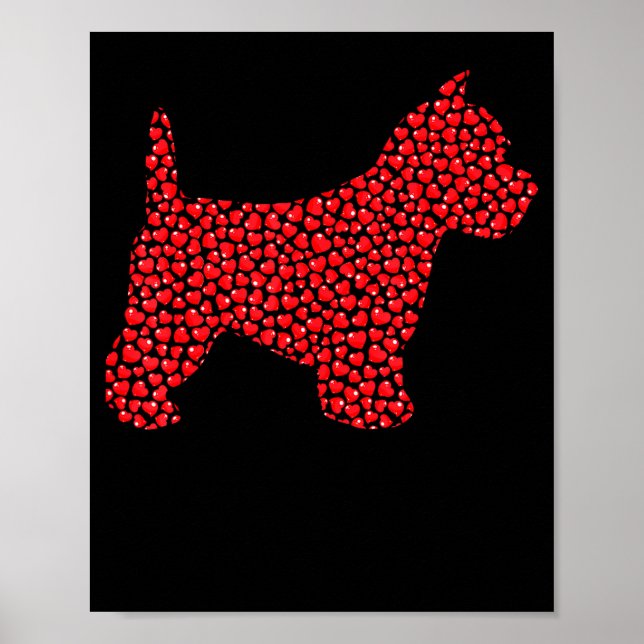 Funny Westie Dog Lover Hearts Love Westie Valentin Poster (Framsidan)