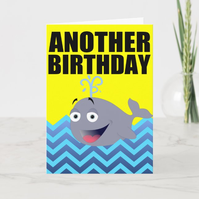 Funny Whale Birthday Tecknad Kort (Framsida)