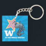 Funny Whale-guiden Alphabet Parody Tecknad<br><div class="desc">En rolig val på en akrylnyckelkedja eller nyckelring. Användan "Anpassa den här mallen" om du vill ändra texten "W IS FOR WHALE WIZARD" och skapa en unik, anpassad gåva. Textändringarna visas på båda sidor. Valar är magiska! Med en trollval med trollspö, en parodi för fläkt av fånig och absurt humor....</div>