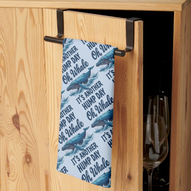 Funny Whale Pun "Oh Whale" Hump Day Design Kökshandduk (Thirds Fold)