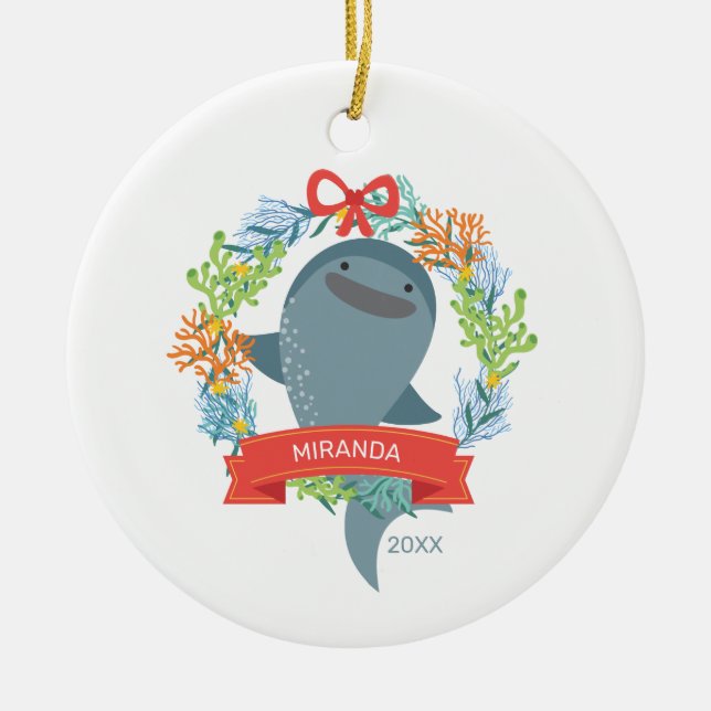 Funny Whale Shark Julgransprydnad Keramik (Framsidan)