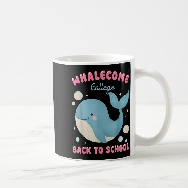 Funny Whalecome Back to school College Ocean Teach Kaffemugg (Höger)