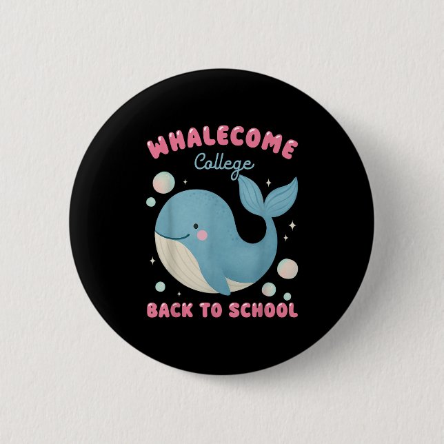 Funny Whalecome Back to school College Ocean Teach Knapp (Framsida)