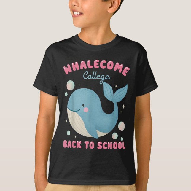 Funny Whalecome Back to school College Ocean Teach T Shirt (Framsida)