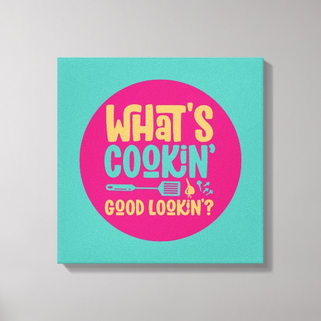 Funny What's Cooking Bra Lookin Kitchen Retro Art Canvastryck (Framsida)