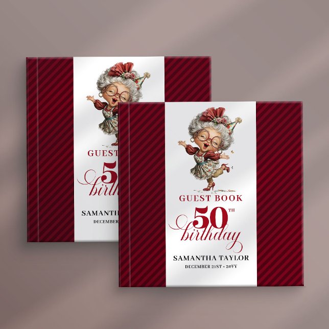 Funny whimsical 50th woman birthday guest book gästböcker (Funny whimsical 50th woman birthday guest book)