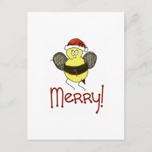 Funny Whimsical Bee God jul Helgdag Helg Vykort