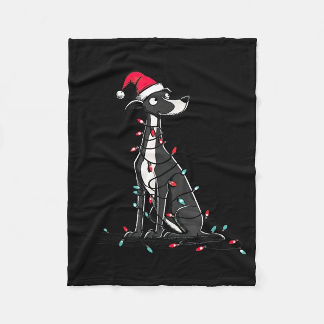 Funny Whippet Christmas Graphics Dog Lights Lover  Fleecefilt (Framsidan)