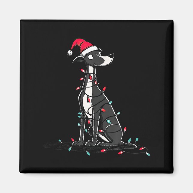 Funny Whippet Christmas Graphics Dog Lights Lover  Magnet (Framsidan)