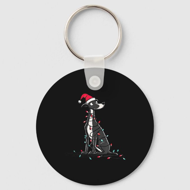 Funny Whippet Christmas Graphics Dog Lights Lover  Nyckelring (Framsida)