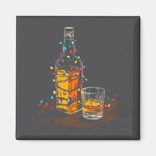 Funny Whiskey Christmas Graphics Lights Lover Long Magnet (Framsidan)