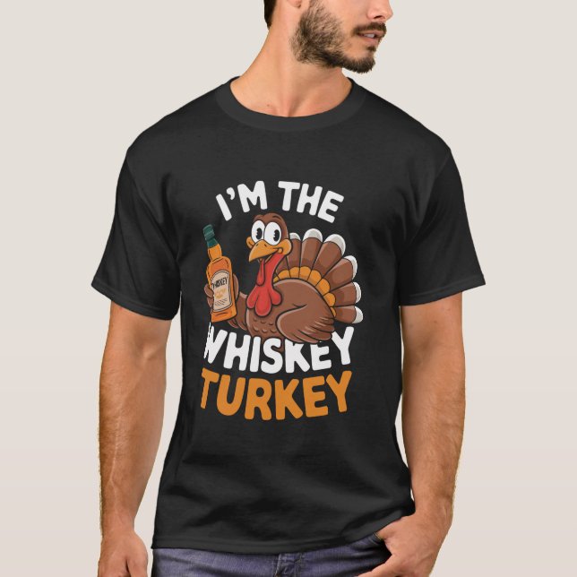 Funny Whiskey Turkey Drinking Thanksgiving Manar W T Shirt (Framsida)