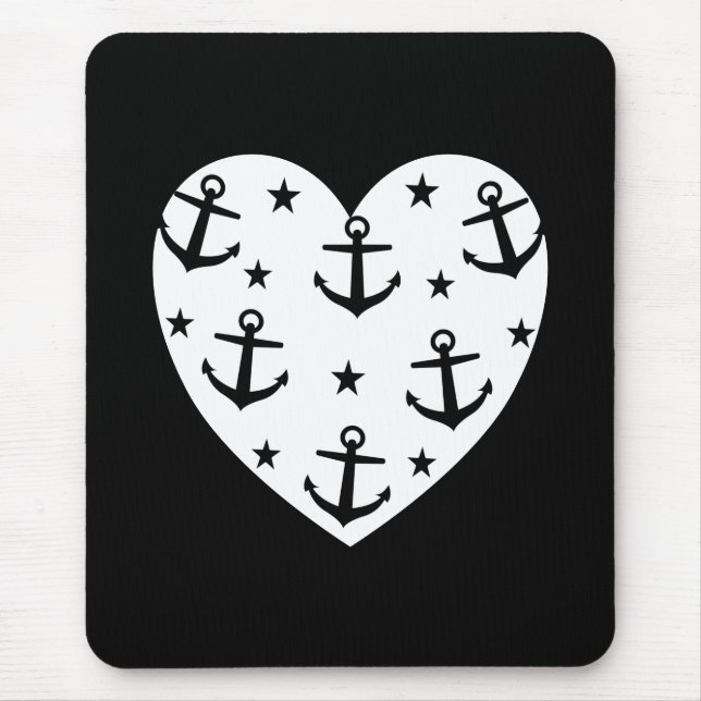 Funny White Anchors Heart Musmatta (Framsidan)