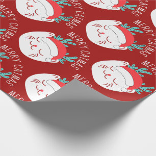 Funny White Cat Mönster Merry Catmas jul Presentpapper