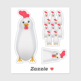 Funny White Chicken / Tupp Klistermärken