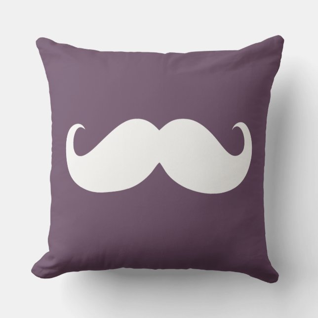 Funny White Mustache 26 Kudde (Framsida)