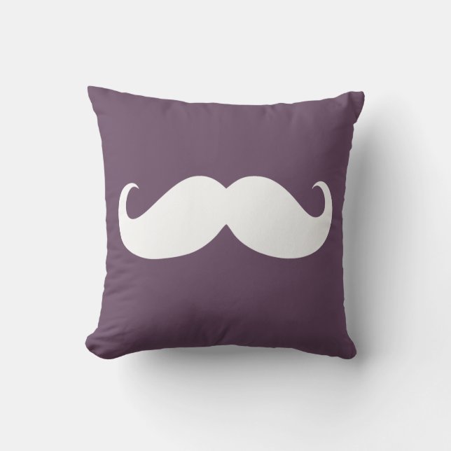 Funny White Mustache 26 Kudde (Framsida)