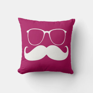 Funny White Mustache Kudde