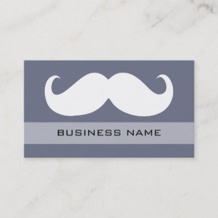 Funny White Mustache och Plain Grått Visitkort